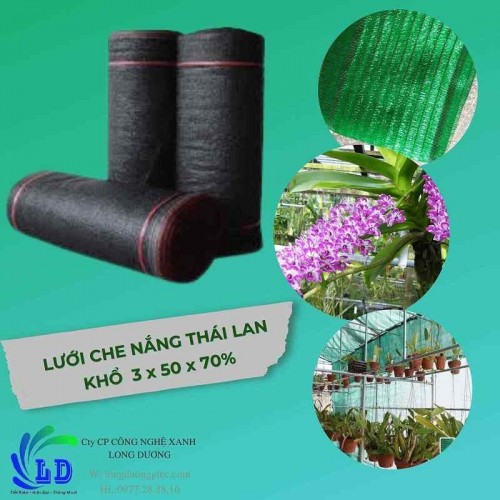 Lưới Che Nắng Thái Lan Đen 3x50x70% Cắt Nắng Lưới Che Nắng Thái Lan Đen 3x50x70% Cắt Nắng